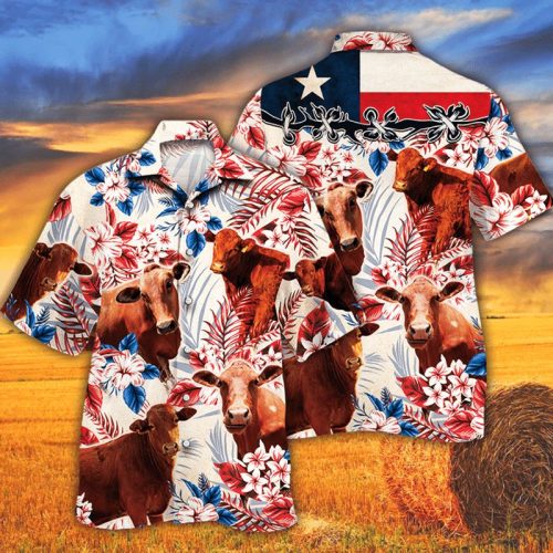Beefmaster Cattle Lovers Texas Flag Hawaiian Shirt