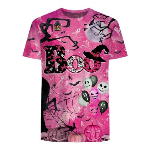 Boo Halloween Theme Pink 3 D T Shirt