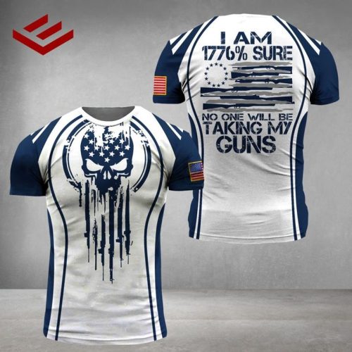 US Blue Line I Am 1776 Sure No One Will Be Taking MY Guns 3 D T Shirt
