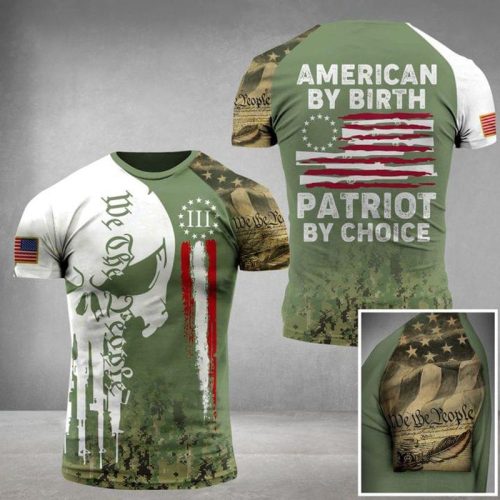 American By Birth Veteran By Choice Shirt Skull Military 3 D T Shirt