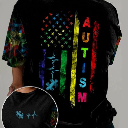 Autism Smoke Flag 3 D All Over Print T Shirt