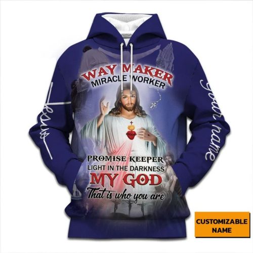Personalized Jesus Way Maker Miracle Worker Hoodie