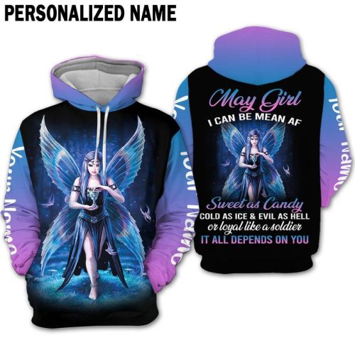 Personalized May Girl I Can Be Mean Af Fairy Hoodie