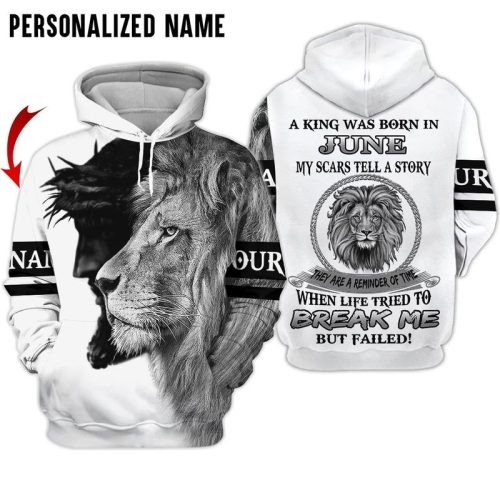 Personalized A King Was Born In June Lion Hoodie