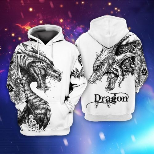 Dragon Black And White Hoodie
