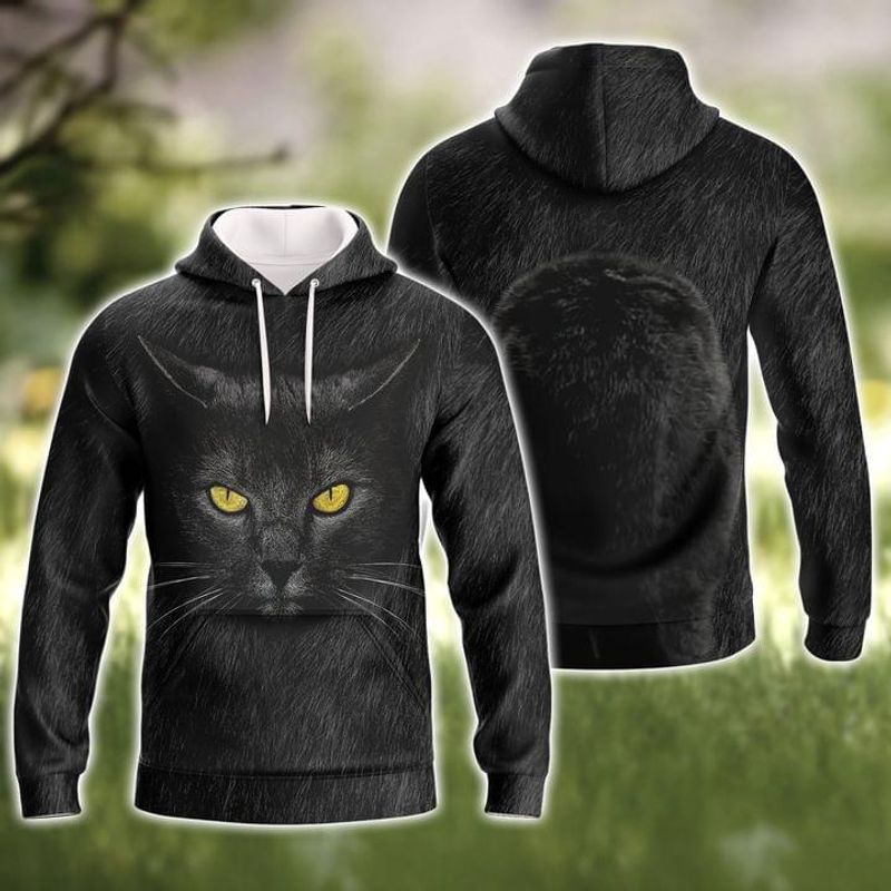 Black Cat Full Over Printed Hoodie