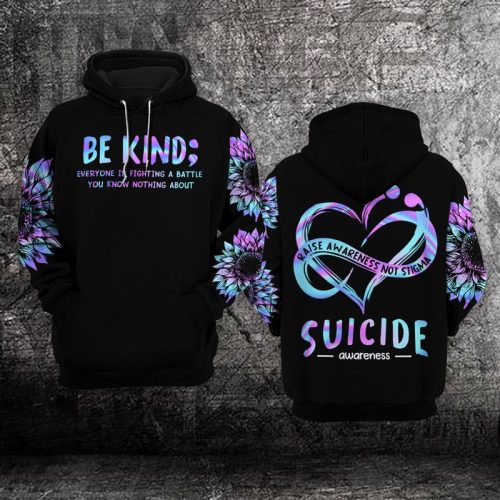Be Kind Suicide Prevention Awareness Hoodie All Over Print T Shirt Sweatshirt