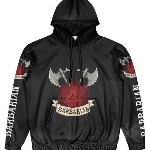 Barbarian Black Dn D Dungeons And Dragons 3 D Hoodie