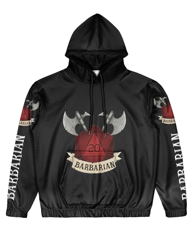 Barbarian Black Dn D Dungeons And Dragons 3 D Hoodie