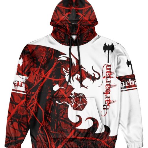 Barbarian Dungeons And Dragons Red Camo 3 D Hoodie