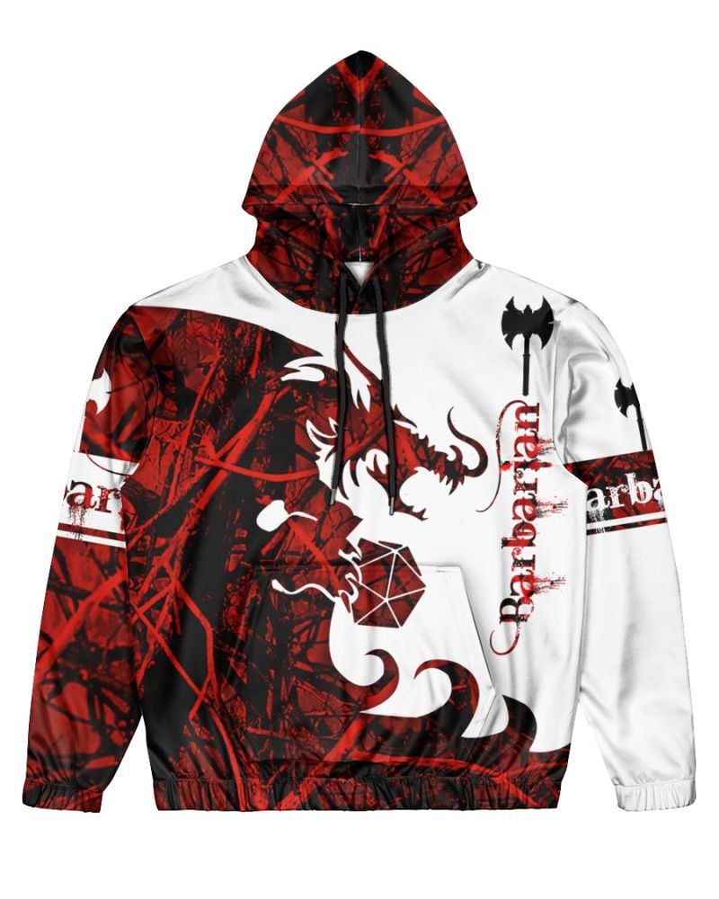 Barbarian Dungeons And Dragons Red Camo 3 D Hoodie