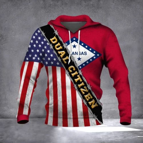 Arkansas Dual Citizen American Flag Arkansas State Hoodie