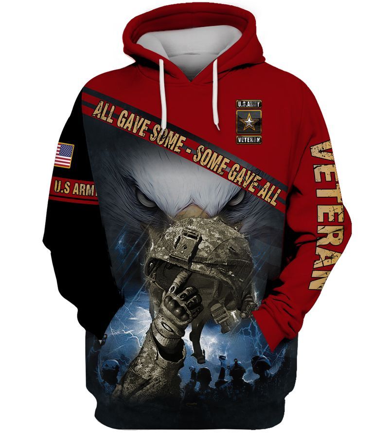 All Gave Some Some Gave All US Army Veteran Red Hoodie