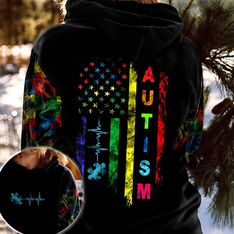 Autism Smoke Flag 3 D All Over Print Hoodie