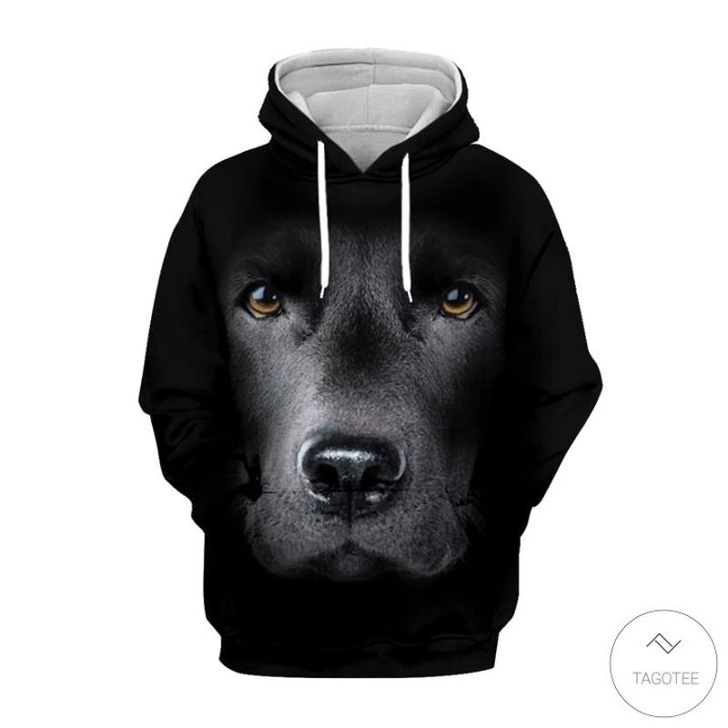 Black Labrador Retriever Gaze 3 D Hoodie