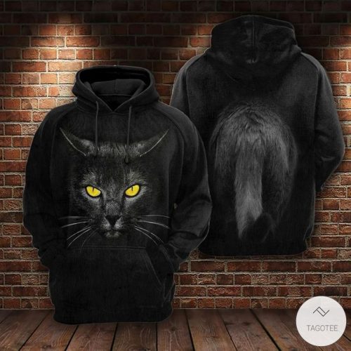 Angry Black Cat 3 D All Over Print Hoodies