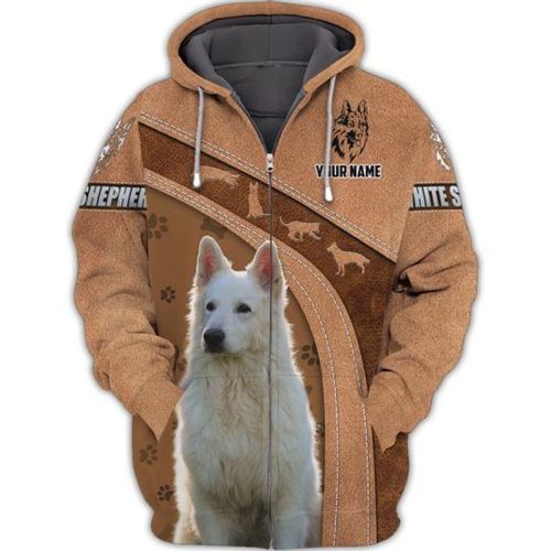 Personalized White Shepherd Zip Hoodie