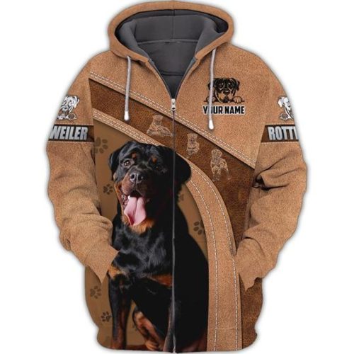 Personalized Rottweiler Zip Hoodie