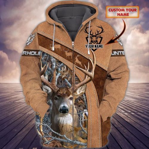 Personalized Hunting Deer 3 D Zip Hoodie