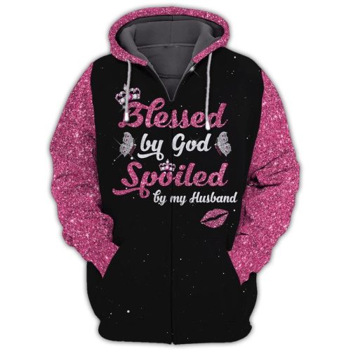 Blessed By God Spoiled By My Husband Zip Hoodie
