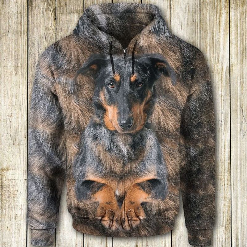 Beauceron Face All Over Print Unisex Zip Hoodie