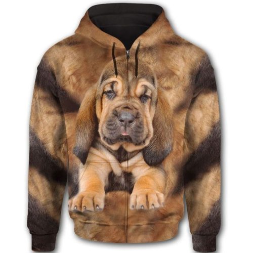 Bloodhound Face All Over Print Unisex Zip Hoodie