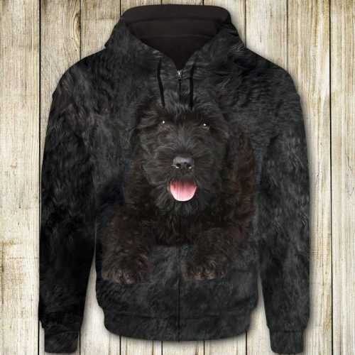 Black Russian Terrier Face All Over Print Unisex Zip Hoodie