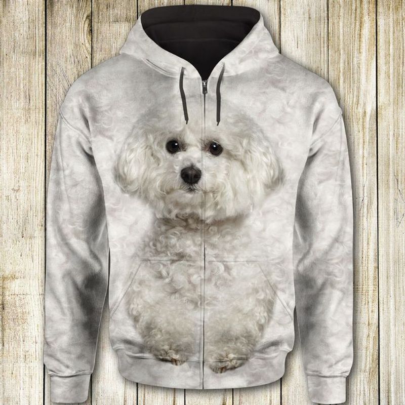Bichon Frise Face All Over Print Unisex Zip Hoodie