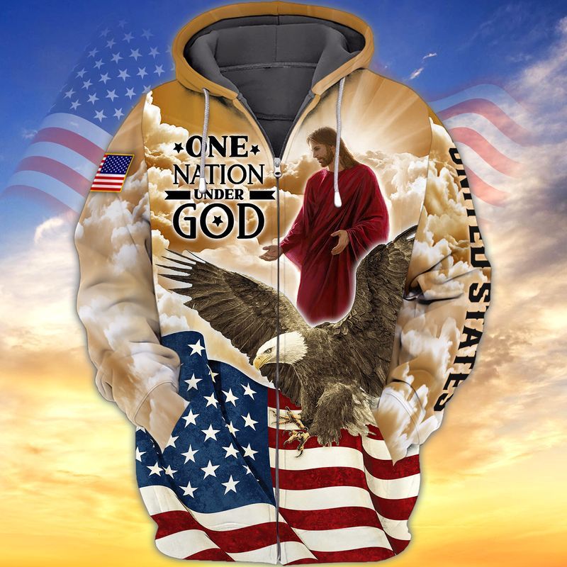 One Nation Under God 3 D Zip Hoodie