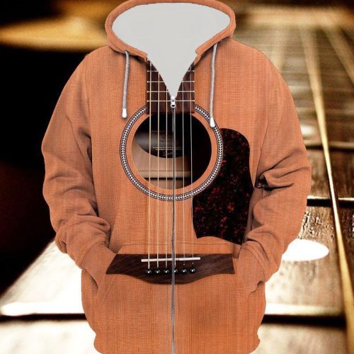 Guitar 3 D Zip Hoodie