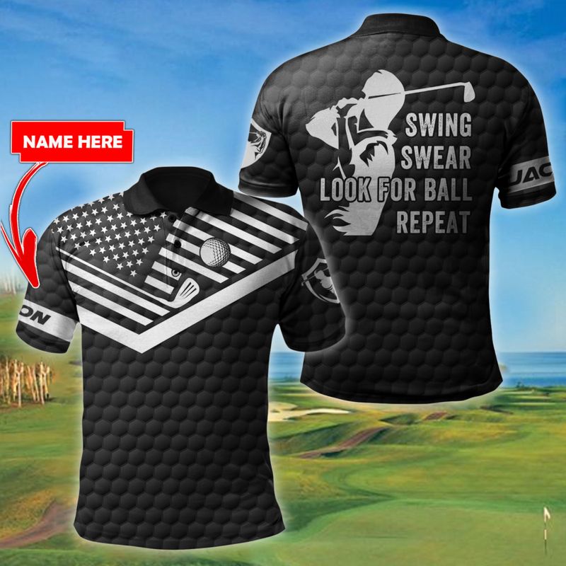 Personalized Swing Swear Look For Ball Repeat Golf Polo Shirt