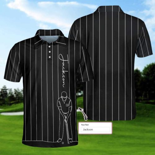 Personalized One Line Drawing Golfer Polo Shirt