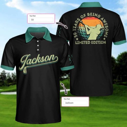 Personalized Awesome Golfer 50 Years Of Being Awesome Polo Shirt