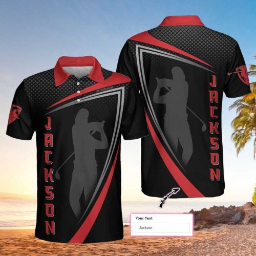 Personalized Red And Black Sport Golf Short Sleeve Custom Polo Shirt