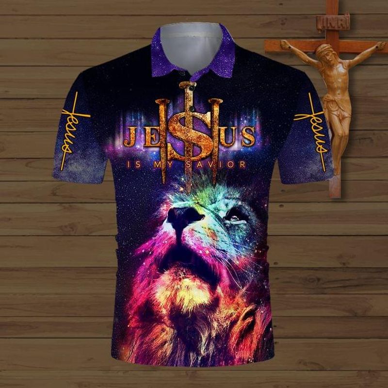 Jesus Is My Savior Lion Galaxy Polo Shirt
