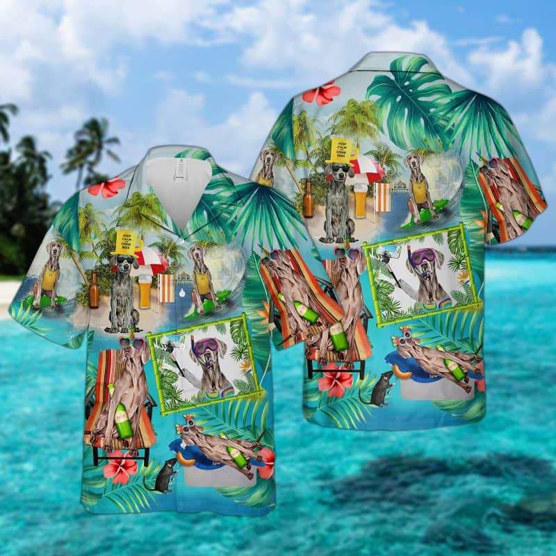 Weimaraner Surfing Hawaiian Shirt