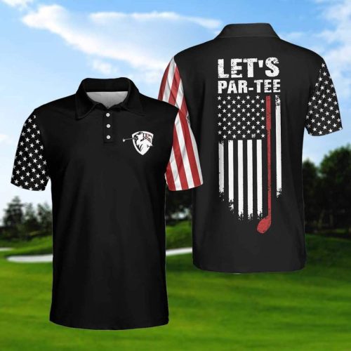 American Flag Lets Par Tee Golf Polo Shirt