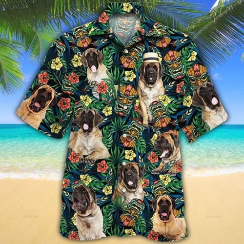 English Mastiff Dog Lovers Tribal Tiki Mask Hawaiian Shirt