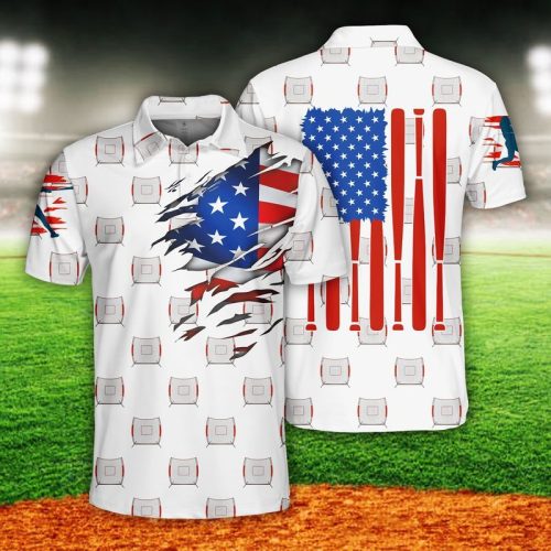 Baseball US Flag Polo Shirt