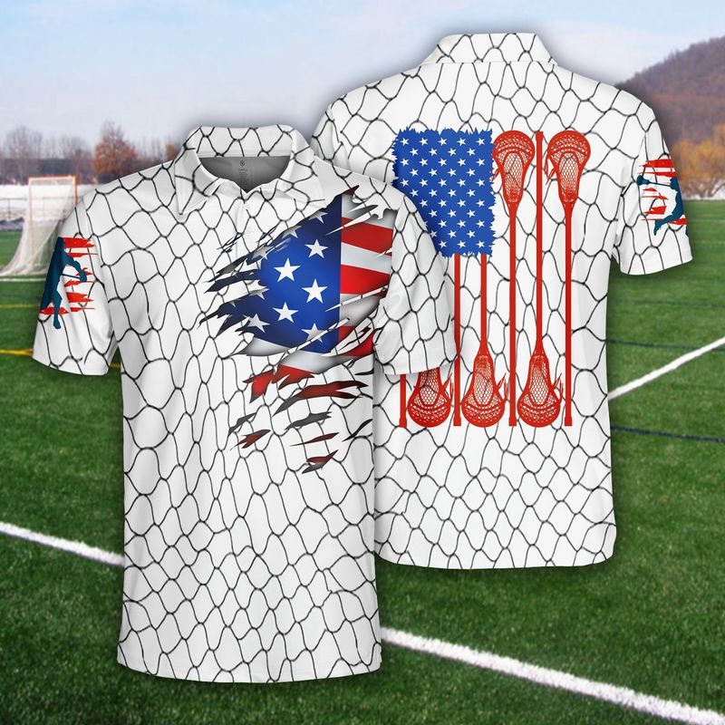 Lacrosse US Flag Polo Shirt