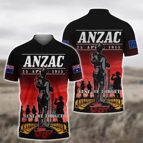 Anzac Day 25 April Lest We Forget Polo Shirt