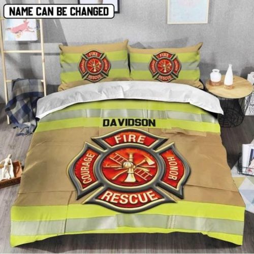 Personalized Firefighter Fire Rescue Courage Honor Bedding Set