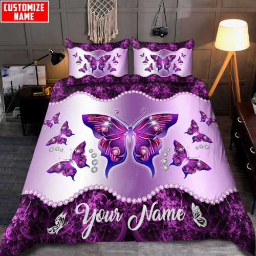 Personalized Butterfly And Jewelry Bedding Set