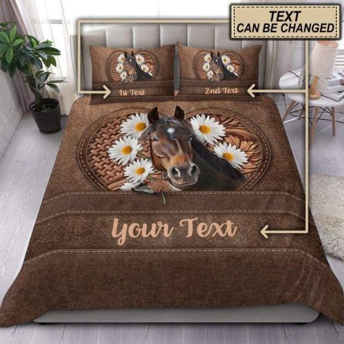 Personalized Vintage Horse And Daisy Bedding Set
