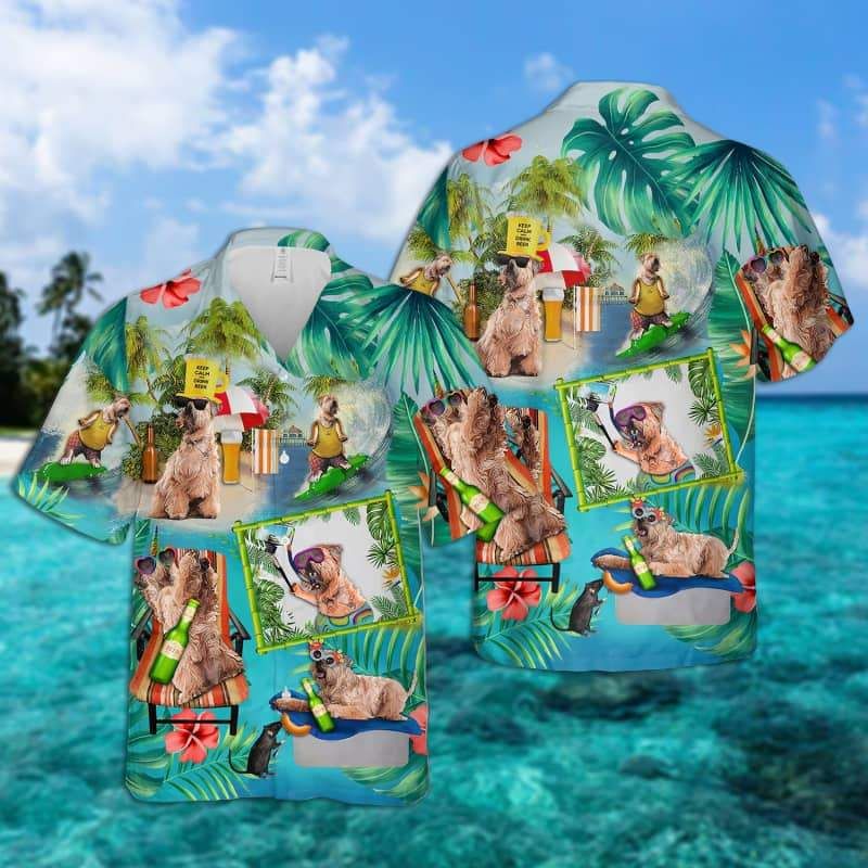Soft Coated Wheaten Terrier Surfing Hawaiian Shirt