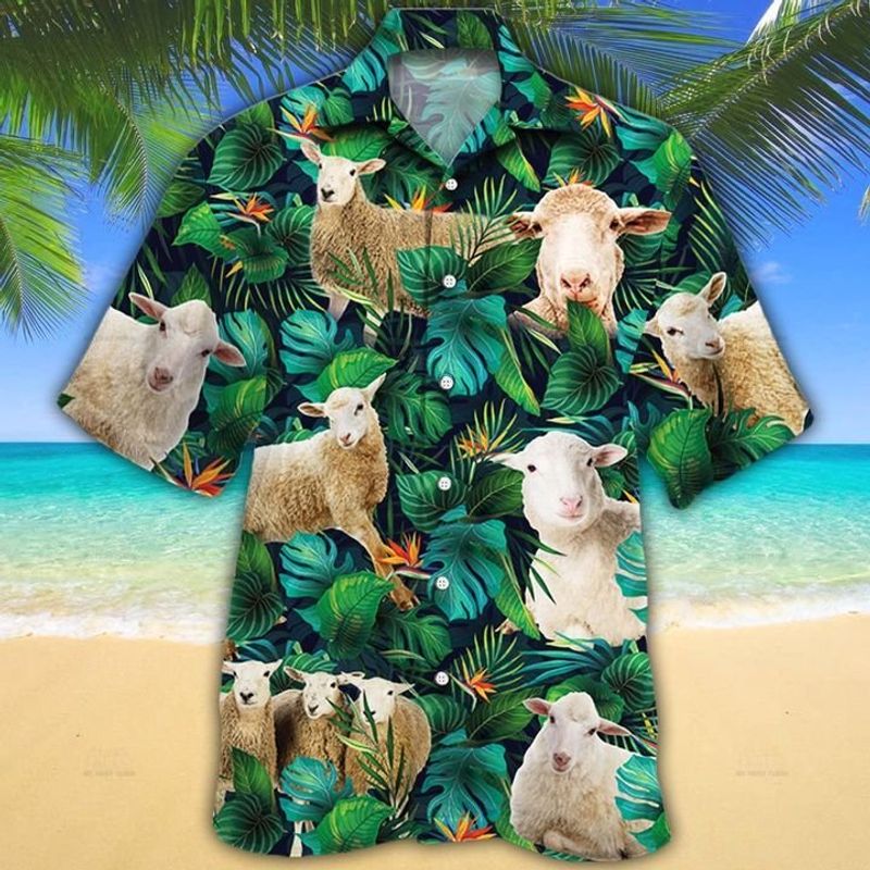 Sheep Lovers Tropical Leaves Hawaiian Shirt