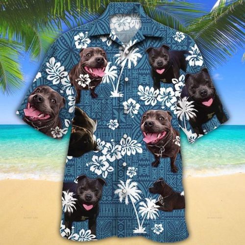 David Paul Carruthers Custom Blue Tribal Pattern Hawaiian Shirt
