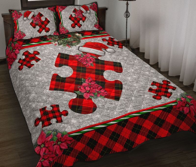 Autism Christmas Faux Glitter Print Bedding Sets