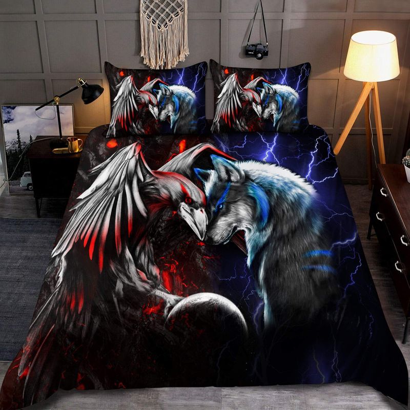Wolf And Raven Bedding Set