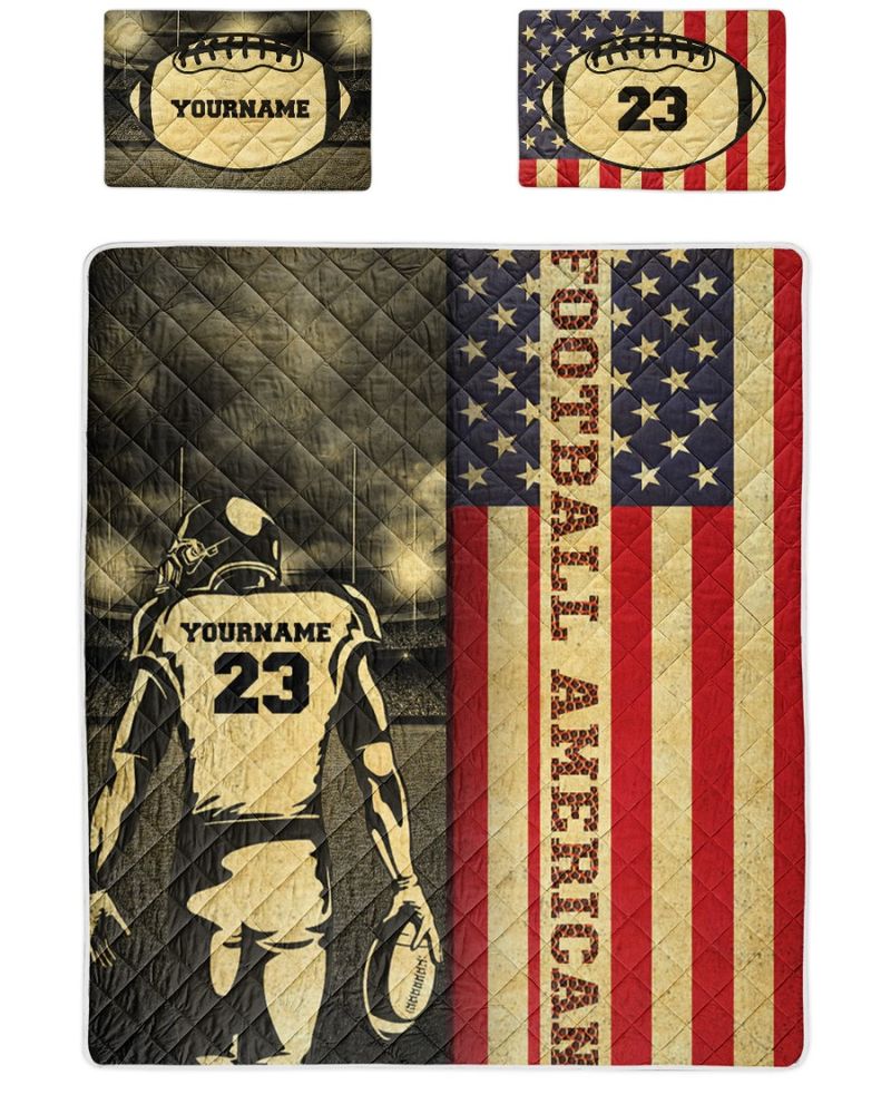 Personalized Football American Quilt Bedding Set